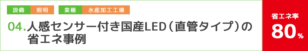 人感センサー付き国産LED（直管タイプ）の省エネ例